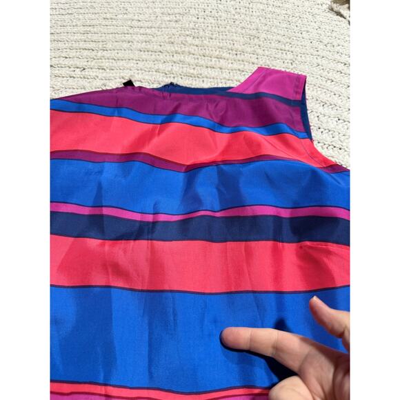 Talbots Sheath Dress Striped Lined Women's Plus Size 18 Blue Pink Red *Tiny Flaw - Picture 9 of 13